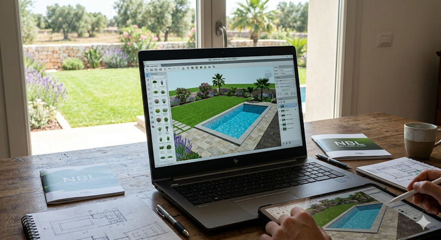 Progettazione di un giardino al PC.